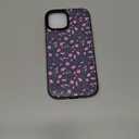 BayPastel X for iPhone 13/14/15 Wallet Case Card Holder Slot Slim Cute Design Soft Leather Protective Phone Case with 2 Credit Card Pockets Cover for 6.1 inch for Women Girls,Dense Pink Flowers