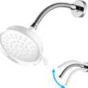 Adjustable Shower Arm, Chrome 11.8 Inches Shower Head Extension Arm with Flange Flexible Memory Shower Head Pipe