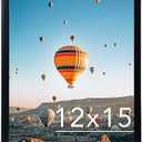 JCJMY 12x15 inch Picture Frame, Horizontal and Vertical Formats for Wall Hanging, 12 x 15 Wall Gallery Poster Photo Frame with Shatter Resistant Plexiglass, Black AND Random 3 Picture. (Pack of 4)