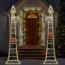 Christmas Ladder Lights with Santa Claus, 248 LED Rope Ladder Light, 8 Lighting Modes & 6H Timer, Waterproof Xmas Decorations Light for Indoor Outdoor, Yard, Porch, Wall, Christmas Tree Decor (Warm White)