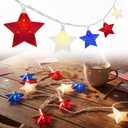 Red White Blue Stars String Lights, 8.5ft Independence Day Decoration Lights with 10 Red White Blue Lights, 4th of July Decoration String Lights Plug In for Patriotic Wedding Patio Garden Party Decor