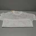 Zeagoo Short Sleeve Crochet Sweater Lightweight Summer Tops Loose Hollow Out Crewneck Pullover (White, M)