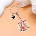 2 x Cat Mom Keychain Cat Lover Gifts for Women Pet Owner Gift Keyring Mother's Day Christmas Halloween Birthday Gifts for Sister Friend Teen Girls Daughter Mom Pet Lover Owner Acrylic Keychain for Women