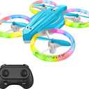Drone for Kids and Beginner with Led Light, Small Indoor Home Rc Light Up Drone with 360 Flip, 2 Batteries, Kids Flying Toy Gift for Boy and Girl（Light Blue)