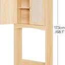 HOOBRO Arched Rattan Over the Toilet Storage Cabinet, 68.1'' Bathroom Organizer with Doors, Bathroom Storage Cabinet with Adjustable Shelf, Wooden Space Saver for Small Bathroom, Natural NL25TS01