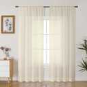 Gwine Cream Sheer Curtains 90 Inches Long 2 Panels Set, Light Filtering Solid Filmy Drapes for Living Room Bedroom, Elegant Soft Rod Pocket Voile Sheer Window Curtains, 42Wx90L Inch, 2 Pack, Cream
