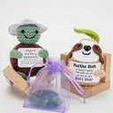 2 x 2 Pack Positive Crochet Animals Birthday Gifts for Women Men Includes Motivational Cards and a Wooden Base Cute Small Gift for Son Mom Dad Daughter Sister Friend Coworkers