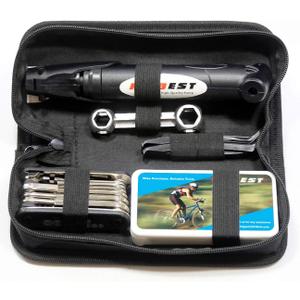 Kitbest Bike Repair Tool Kit. 100 PSI Mini Bike Pump, Tire Puncture Repair Kit, 16 in 1 Bike Multi Tool, Glueless Tire Patch Kit, Bicycle Tire Lever and Bike Bag