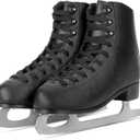 AhmyLion Figure Ice Skates for Beginners - White Comfortable Leather Ice Skates for Women, Men, Boys & Girls (Size Up 1 Size) (Womens Size-5.5/ Children 3.5Y)