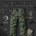 CQR Men's Utility Flex Cargo Pants, Classic-Fit Casual Stretch Work Pants, Water Resistant Lightweight Tactical Hiking Pants (Green)