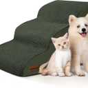 3-Step Dog Ramp and Stairs for Sofa and Chair - Non-Slip Sturdy Pet Steps for Small Dogs and Cats,15.7" H,Green