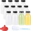 zmybcpack 12 Pack 8oz PP Heat-Resistant Plastic Juice Bottles With Caps-Plastic Smoothie Bottles-Reusable Bulk Beverage Containers with Lids For Juice, Beverage(Dishwasher Safe)