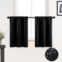XTMYI Waterproof Fabric 30 Inch Curtains for Bathroom Kitchen Window,Mini Shower Small Short Blackout Tier Curtain Panels,Set of 2,60 Inch Wide,Black