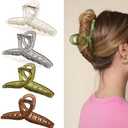 MEDOCA 4PCS Hair Claw Clips - Hair Clips for Women - Jelly Claw Clips for Thick Hair - Large Claw Clips for Women Girl - Light Color