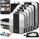 10 Set Compression Packing Cubes for Travel Essentials, Compressible Expandable Packing Cubes for Suitcase, OlarHike Luggage Organizer Bags for Travel, Handy Helper for Organizing Clothes (Black)