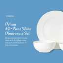 Mikasa Delray 40-Piece Bone China Dinnerware Set, White Round Dishes for 8 - Dinner Plates, Salad Plates, Cereal Bowls, Fruit Bowls and Mugs