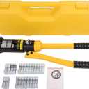 16T Hydraulic Crimping Tool 8 AWG to 600 MCM Battery Cable Crimping Tool 0.87 inch Stroke Hydraulic Lug Crimper Electrical Terminal Crimper with 13 Pairs of Dies