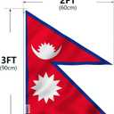 Anley Fly Breeze 2x3 Foot Nepal Flag - Vivid Color and Fade Proof - Canvas Header and Double Stitched - Nepalese Flags Polyester with Brass Grommets 2 X 3 Ft
