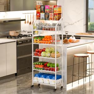 Retail Candy Display Rack, White Metal Display Snacks Rack with Wheels & 10 Hooks, Removable Large Bread Organizer Stand, Sturdy and Stable Chip Shelf Rack