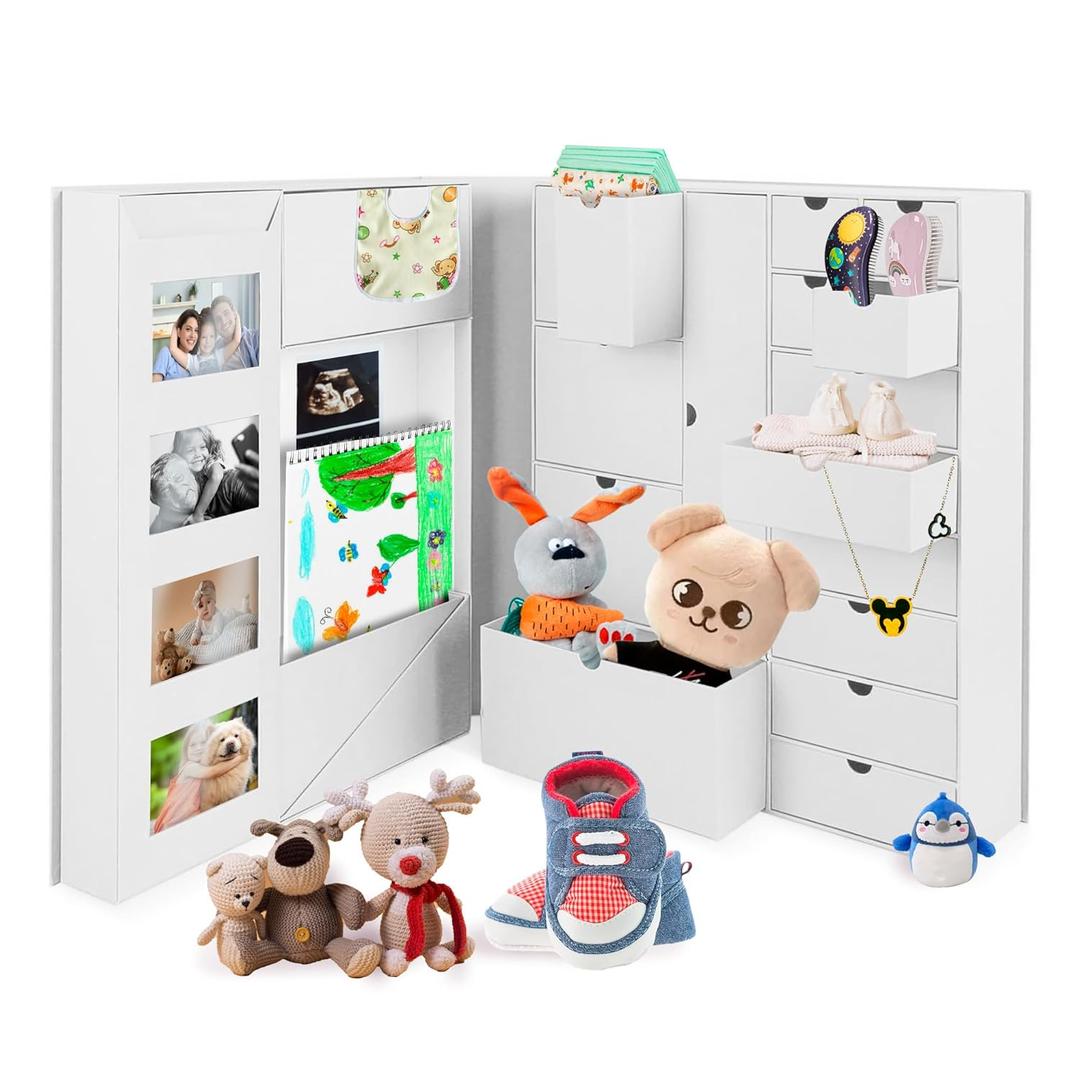 Baby Keepsake Box - Baby Memory Box - Baby Boy Girl Keepsake Box Tins Memory Box Pregnancy Baby Bubbs Storage Box Baby First Year Box Library Baby All-in-One Organizer