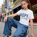 Voxikidio Girls Outfits Letter Print Short Sleeve Tops Cargo Pants Spring Fall Girls Sweatsuit Clothes (Blue Size 13-14)