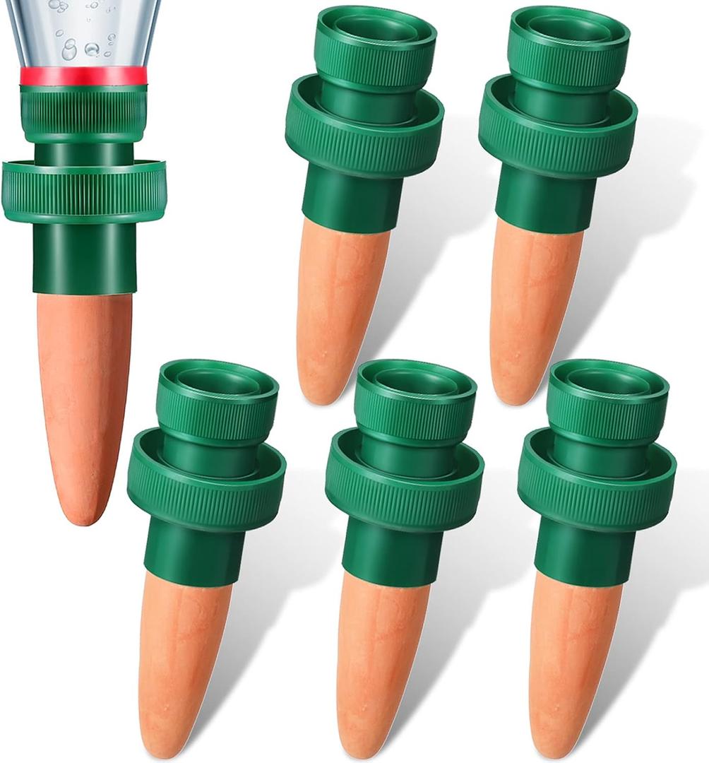 Terracotta Plant Watering Spikes Self to Use with Cola Bottles Houseplant Watering Stakes Automatic Irrigation System (Terracotta,5 Pack)