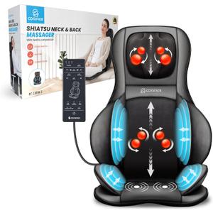 COMFIER Neck Back Massager with Heat, Shiatsu Massage Chair Pad 2D/3D Kneading & Compression Massager, Full Body for and Back, Shoulder, Thighs, Gifts Mom, Dad, Black, 1.0 Count