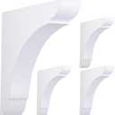 4 Pcs Wood Corbels Shelf Brackets for Countertop 6" L x 6" W x 1.18" T Natural Rubber Wood with Hanging Hook for Bookshelves Kitchen Cabinets Bar Shelving (White)