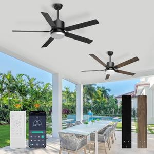 Sky sea Ceiling Fan with Light 2Pack Black Outdoor Ceiling Fans with Lights and Remote/APP Control Reversible Dimmable Modern Bedroom Livingroom Indoor Outdoor Patio 52 Inch