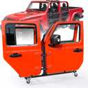 Door Storage Hanger Brackets Holder Sliding Rack Bracket Compatible with 1987-2025 Gladiator JT & Wrangler JK JKU JL JLU TJ YJ Removable Stand Cart for 2/4 Door (Black)