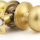 Gold Door Knob, Brass Door Knobs, Gold Door Handle Interior for Closet, Keyless Passage Door Handle, 1 Pack