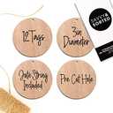12 Round Wood Ornament Tags, 3" Wooden Circles for Crafts or Storage Bins, Hanging Label with Jute String, Personalized Gift Tag
