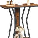 HOOBRO Narrow Console Table, 29.5" Small Entryway Table with Storage, 2-Tier Sofa Table Behind Couch, Modern Style, for Living Room, Hallway, Foyer, Bedroom, Rustic Brown and Black BF66XG01