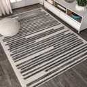 JONATHAN Y Khalil Modern Berber Stripe Cream/Black Indoor Area Rug, 3x5, Contemporary, Bohemian, Easy-Cleaning for Living Room, Bedroom, Kitchen, Pet Friendly, Non-Shedding (MOH207A-3)