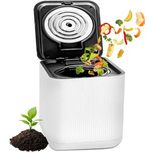 NutriChef Electric Kitchen Composter | 3 Quart Food Recycler | Food Waste Compost Bin for Countertop | 1 Button to Compost, Easy to Clean Composter Bucket | Low Noise, Odorless & Auto Clean | White