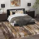 Shag Rugs for Living Room 8x10, Ultra Soft Abstract Brown Big Fuzzy Rugs for Bedroom, 8 x 10 Fluffy Shaggy Plush Carpet Girls Kids Room Dorm Upgrade Non-Slip
