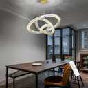 Modern Crystal Chandelier Dimmable LED Ceiling Light Fixture 3 Ring Adjustable Stainless Steel Chandeliers for Dining Room Living Room Bedroom Gold, 3-Ring 24"