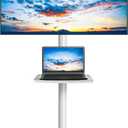 Mobile TV Stand for 23-60 Inch LCD LED Flat/Curved Panel Screen TVs up to 88 lbs, Rolling TV Stand with Adjustable Shelf & Tilt, Portable Floor Stand on Wheels for Bedroom, Living Room, White