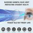 FEISEDY Blue Light Blocking Photochromic Multifocal Progressive Reading Glasses Vintage Half Frame UV400 Protection B1388