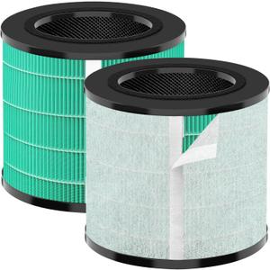 Replacement Filter Compatible with MK08W MK09W Air Purifier, True HEPA H13 4-Stage Filtration Activated Carbon 2-in-1 (2 Pack)