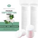 Premium 100% cotton pads, 200 rounds - Skincare, Baby, Cleansing, Gentle & soft, Hypoallergenic, Extra absorbent & Lint free.