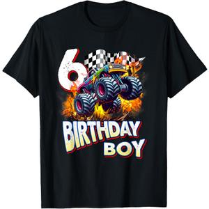 Birthday Monster Truck 6 Year Old Boys 6th Party Born 2019 T-Shirt,S
