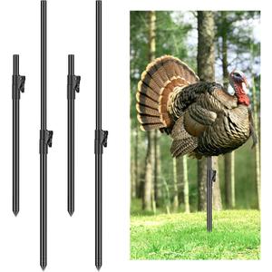 4PCS Large Size Turkey Decoy Hunting Stakes, 14"-25" Telescoping Turkey Decoy Replacement Stakes, Lightweight Decoy Poles for Outdoor Trapping Hunting Accessories
