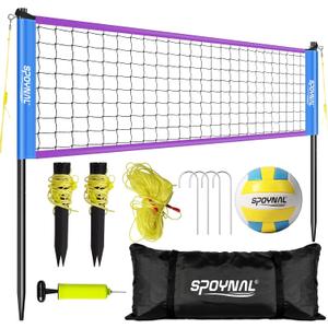 Portable Volleyball Net for Backyard, 20 FT, Adjustable Height, 20FT-Purple