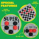 3-in-1 Vintage Giant Checkers, Tic, Tac, Toe, with Reversible Mat, 24 Chips, Family Board Game, Lawn Game, BBQ Party Favor, Indoor and Outdoor Activity for Kids and Adults
