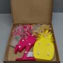 Treela 4 Pcs Tropical Decorations Include 2 Pcs Flamingos Pineapple Lights, 2 Pcs 10ft 20 LED Battery String Lights, Hawaiian Luau Themed Birthday Party Decor for Summer Fiesta