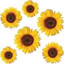 Thyle 6 Pcs Sunflower Wall Decor Wood Sunflower Wall Art Farmhouse Flower Hanging Decorations Indoor Summer Flower Wooden Hanging Sign for Home Kitchen Porch Decor