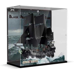 Premium Acrylic Display Case Compatible with Lego Icons Captain Jack Sparrow's Pirate Ship, Clear Dustproof Storage Box for Lego Black Pearl 10365 SetModel not Included