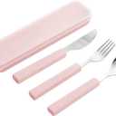VANRA 3-Piece Children Utensils Set 18/10 Stainless Steel Child Flatware Set Silverware Knife Spoon Fork Set with Travel Case for Kids Lunch Box