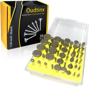 50pcs Diamond Coated Grinding Head Grinding Burrs Set for Dremel Rotary Tool